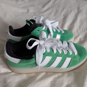 Green and White Adidas Sneakers